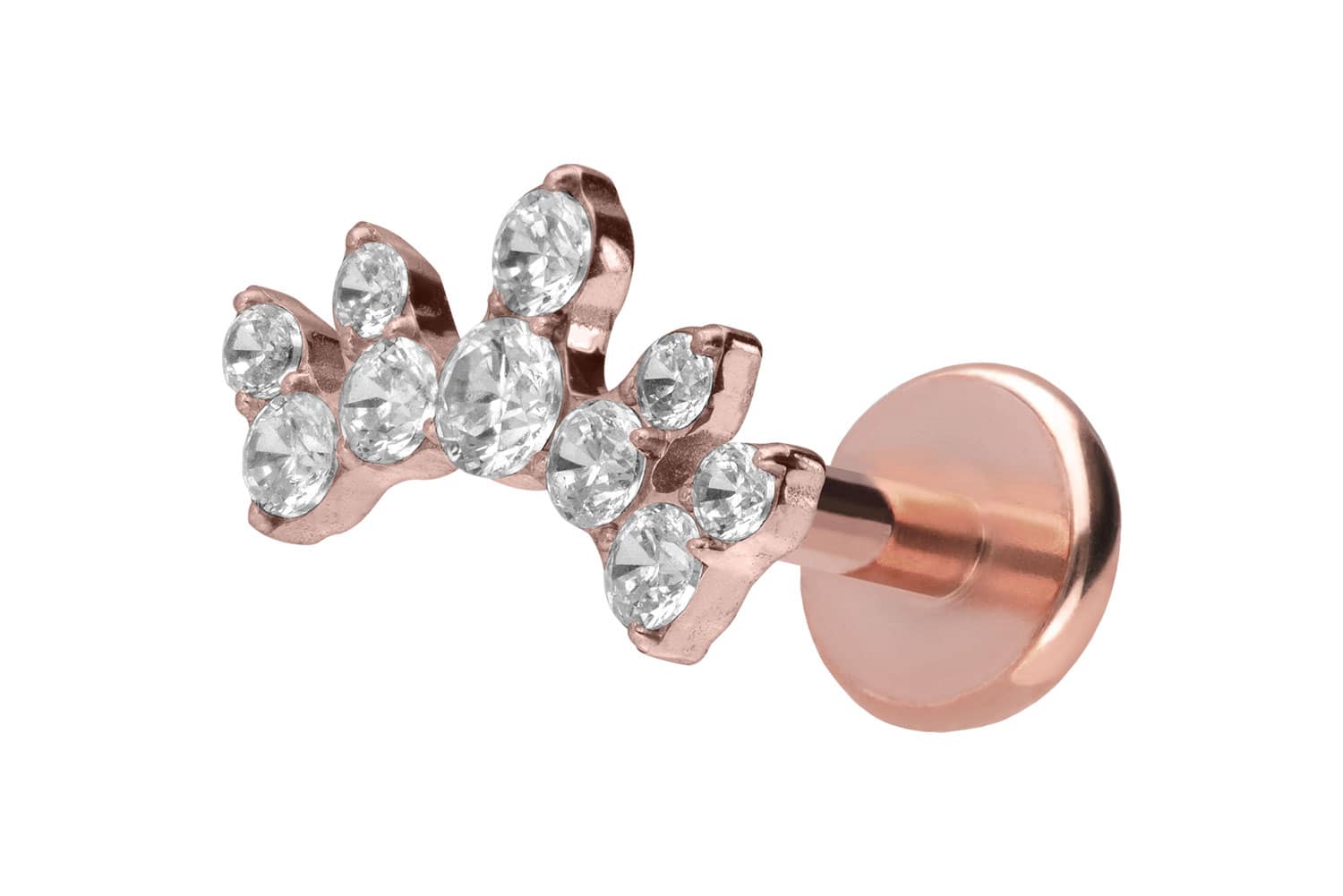 Titan Labret Piercing mit Push Fit KRISTALLBOGEN